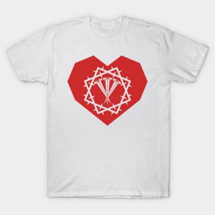 Crown of thorns and crucifixion nails inside the heart T-Shirt